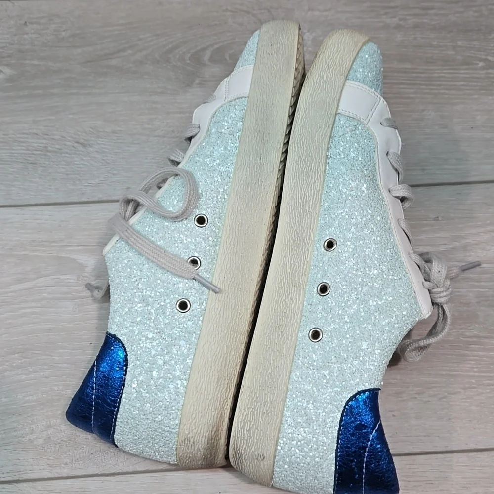 MIIM Women's Glitter Sneakers with Blue Accents Stars Sneakers Shoes Sz 9